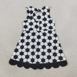 GSD4102 Soccer Bows Game Day Scallop Edge Yoga Girl's Dress Onesie