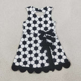 GSD4102 Soccer Bows Game Day Scallop Edge Yoga Girl's Dress Onesie