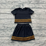 Preorder Samples GSD4108 Black Gold Stripe Cheer Girls Skorts Set