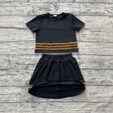 Preorder Samples GSD4108 Black Gold Stripe Cheer Girls Skorts Set