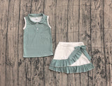 Preorder Samples GSD4121 Green Stripe Bows Yoga Girls Skorts Set