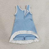 GSD4124 Solid Color Light Blue Color Yoga Girl's Dress Onesie