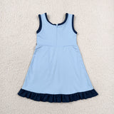 GSD4126 Solid Color Navy Blue Yoga Girl's Dress Onesie