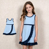 GSD4126 Solid Color Navy Blue Yoga Girl's Dress Onesie