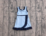 Preorder Samples GSD4126 Solid Color Navy Blue Yoga Girl's Dress Onesie