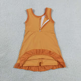 GSD4127 Solid Color Orange Yoga Girl's Dress Onesie