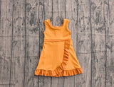 Preorder Samples GSD4127 Solid Color Orange Yoga Girl's Dress Onesie