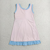 GSD4129 Solid Color Pink Yoga Girl's Dress Onesie