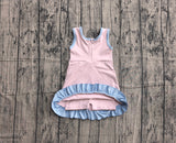 Preorder Samples GSD4129 Solid Color Pink Yoga Girl's Dress Onesie