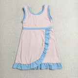 GSD4129 Solid Color Pink Yoga Girl's Dress Onesie