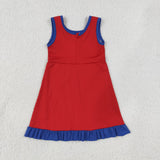 GSD4132 Solid Color Red Blue Yoga Girl's Dress Onesie