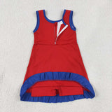 GSD4132 Solid Color Red Blue Yoga Girl's Dress Onesie