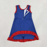 GSD4133 Solid Color Blue Red Yoga Girl's Dress Onesie