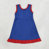 GSD4133 Solid Color Blue Red Yoga Girl's Dress Onesie