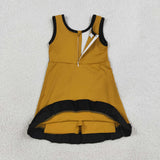 GSD4134 Solid Color Gold Black Yoga Girl's Dress Onesie