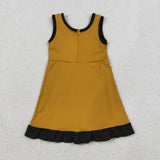 GSD4134 Solid Color Gold Black Yoga Girl's Dress Onesie