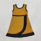 GSD4134 Solid Color Gold Black Yoga Girl's Dress Onesie