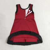 GSD4135 Solid Color Red Black Ruffles Yoga Girl's Dress Onesie