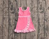 Preorder Samples GSD4139 Solid Color Fashion Pink Yoga Girl's Dress Onesie