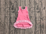 Preorder Samples GSD4139 Solid Color Fashion Pink Yoga Girl's Dress Onesie