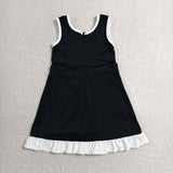 GSD4140 Solid Color Black Yoga Girl's Dress Onesie