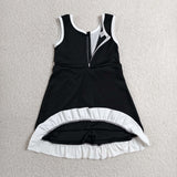 GSD4140 Solid Color Black Yoga Girl's Dress Onesie