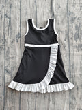 Preorder Samples GSD4140 Solid Color Black Yoga Girl's Dress Onesie