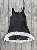 Preorder Samples GSD4140 Solid Color Black Yoga Girl's Dress Onesie