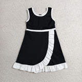 GSD4140 Solid Color Black Yoga Girl's Dress Onesie