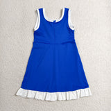 GSD4141 Solid Color Navy Blue White Yoga Girl's Dress Onesie
