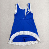 GSD4141 Solid Color Navy Blue White Yoga Girl's Dress Onesie
