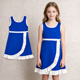GSD4141 Solid Color Navy Blue White Yoga Girl's Dress Onesie