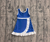 Preorder Samples GSD4141 Solid Color Navy Blue White Yoga Girl's Dress Onesie