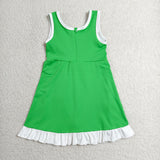 GSD4143 Solid Color Green White Yoga Girl's Dress Onesie