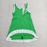 GSD4143 Solid Color Green White Yoga Girl's Dress Onesie