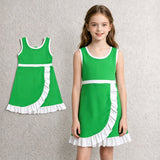 GSD4143 Solid Color Green White Yoga Girl's Dress Onesie