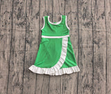 Preorder Samples GSD4143 Solid Color Green White Yoga Girl's Dress Onesie