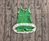 Preorder Samples GSD4143 Solid Color Green White Yoga Girl's Dress Onesie