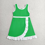 GSD4143 Solid Color Green White Yoga Girl's Dress Onesie