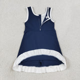 GSD4145 Solid Color Black Yoga Girl's Dress Onesie