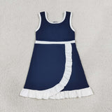 GSD4145 Solid Color Black Yoga Girl's Dress Onesie