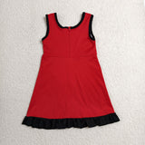 GSD4146 Solid Color Red Black Yoga Girl's Dress Onesie