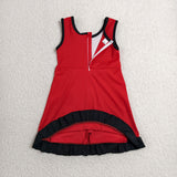 GSD4146 Solid Color Red Black Yoga Girl's Dress Onesie
