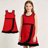 GSD4146 Solid Color Red Black Yoga Girl's Dress Onesie