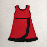 GSD4146 Solid Color Red Black Yoga Girl's Dress Onesie