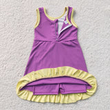 GSD4147 Solid Color Yellow Purple Yoga Girl's Dress Onesie