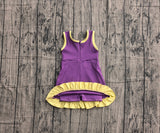 Preorder Samples GSD4147 Solid Color Yellow Purple Yoga Girl's Dress Onesie