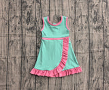 Preorder Samples GSD4149 Solid Color Green Pink Yoga Girl's Dress Onesie