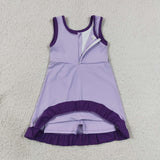 GSD4151 Solid Color Purple Yoga Girl's Dress Onesie