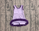 Preorder Samples GSD4151 Solid Color Purple Yoga Girl's Dress Onesie